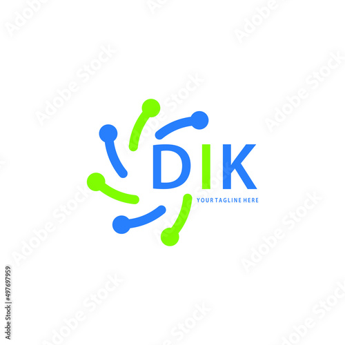 DIK logo design initial creative letter on white background.
DIK vector logo simple, elegant and luxurious,technology logo shape.DIK unique letter logo design. 
