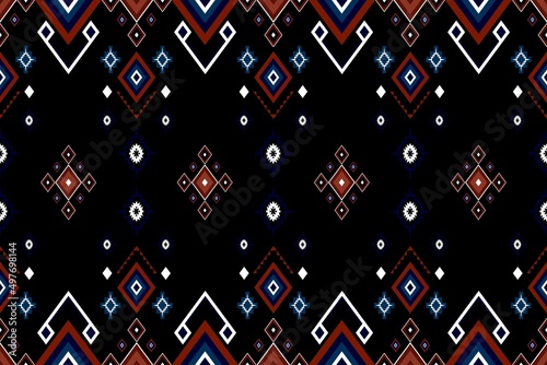Geometric ethnic oriental seamless pattern traditional Design for background,carpet,wallpaper.clothing,wrapping,Batik fabric,Aztec,Vector illustration.embroidery style - Sadu, sadou, sadow or sado