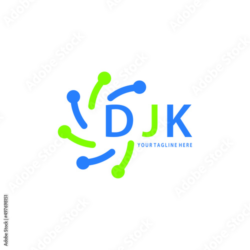 DJK logo design initial creative letter on white background.
DJK vector logo simple, elegant and luxurious,technology logo shape.DJK unique letter logo design.  photo