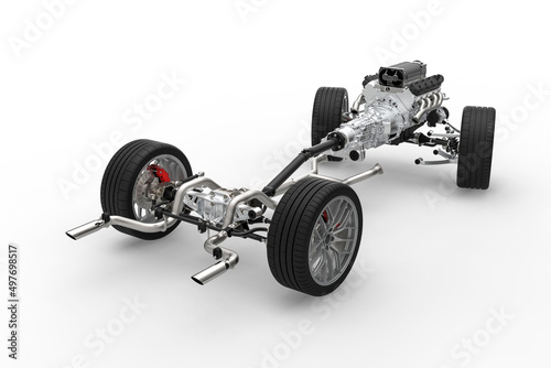 Car drive train. Car chassis. 
