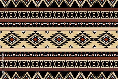Geometric ethnic oriental seamless pattern traditional Design for background,carpet,wallpaper.clothing,wrapping,Batik fabric,Aztec,Vector illustration.embroidery style - Sadu, sadou, sadow or sado