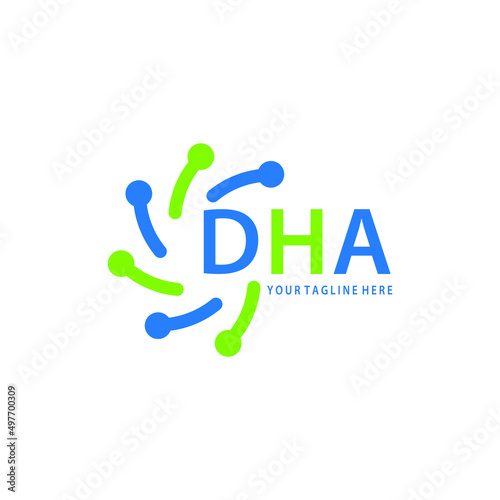 DHA logo design initial creative letter on white background.
DHA vector logo simple, elegant and luxurious,technology logo shape.DHA unique letter logo design. 