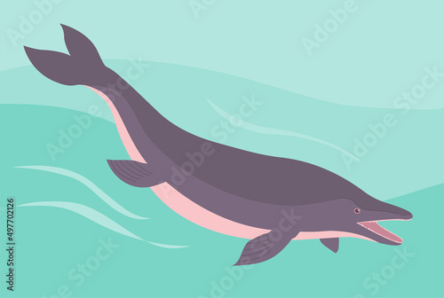 Canvas Print lPrehistoric underwater dinosaur mosasaurus with fins