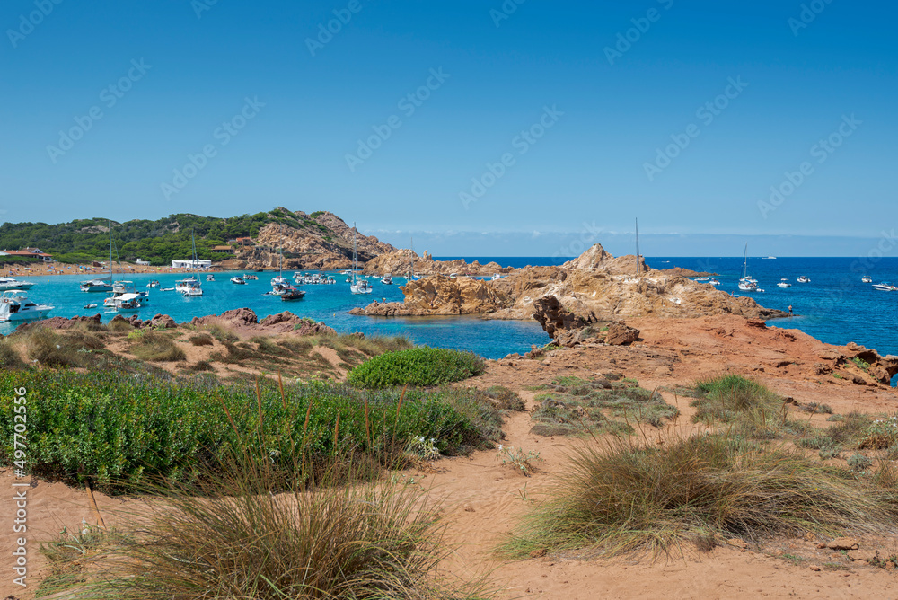 Fototapeta premium Cala Pregonda, a famous beach in Menorca Island, Balearic Islands, Spain