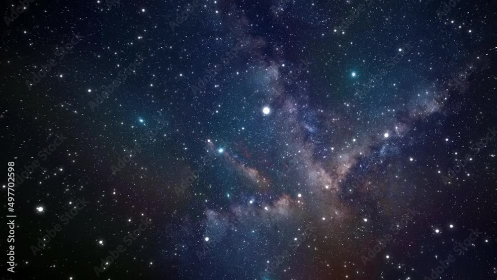 Infinity of galaxies and stars throughout the universe. Seamless looped repetitive animation flight through the constellations in the vast space. Background for scientific theme. High quality 4k