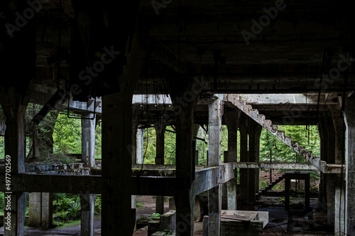 Rolava tin mine. Abandoned place in Czech Republic. Ruins and destroyed mine.