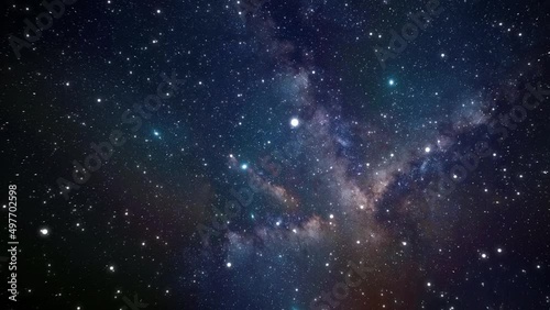 Infinity of galaxies and stars throughout the universe. Seamless looped repetitive animation flight through the constellations in the vast space. Background for scientific theme. High quality 4k