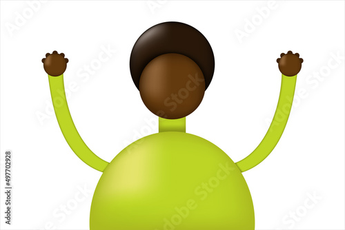 African American man with raised hands isolated on white background. Vector illustration.