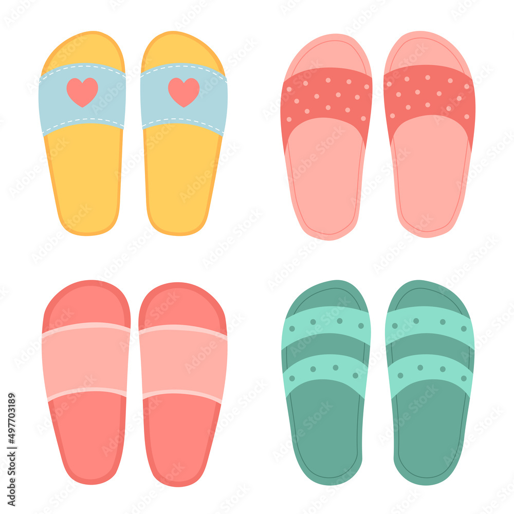 Flip flops shoes vector, slippers view from above Flip flops shoes vector, slippers view from above