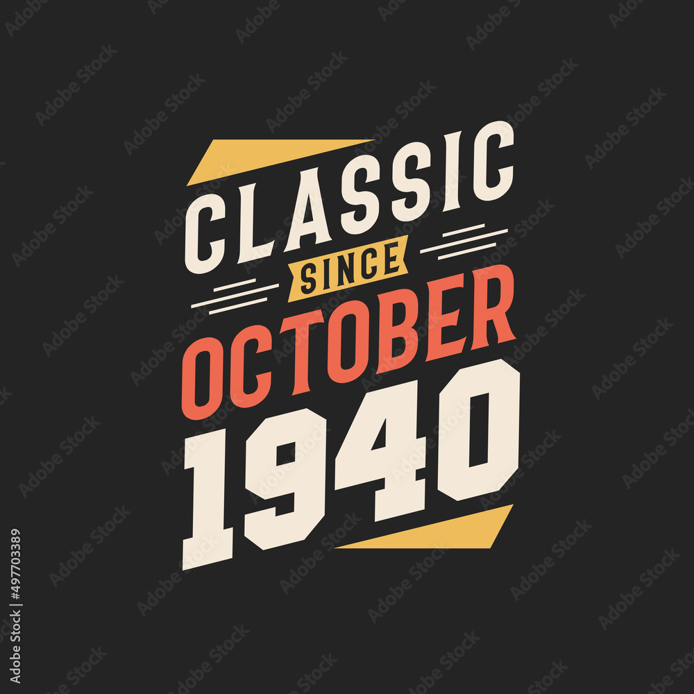 Classic Since October 1940. Born in October 1940 Retro Vintage Birthday