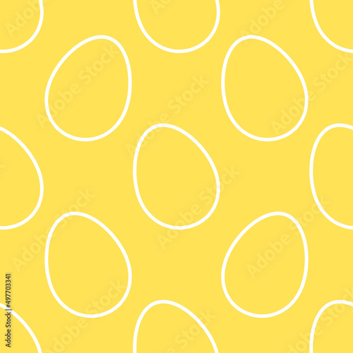 Outline eggs Easter yellow seamless pattern.