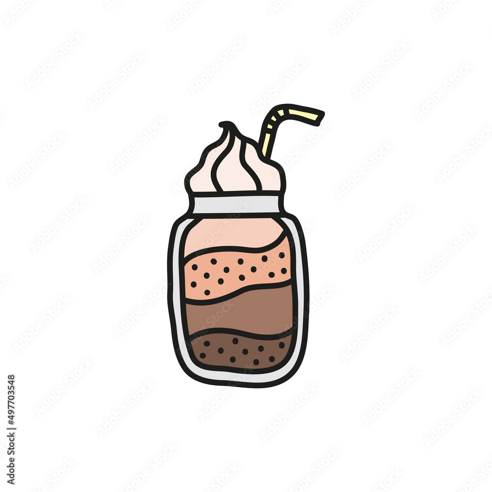 Cute doodle layered coffee drink or milkshake. Cute doodle layered coffee drink or milkshake.
