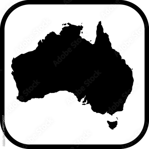 Map of Australia and Tasmania. Australian continent silhouette vector icon