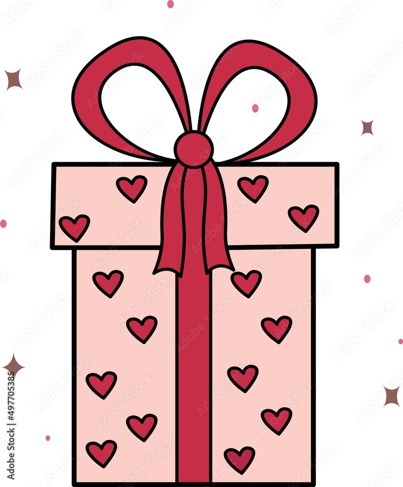 Vector image of a gift with hearts. Valentine Day Vector image of a gift with hearts. Valentine Day