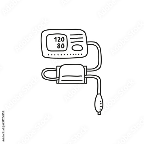 Doodle outline medical tonometer icon.