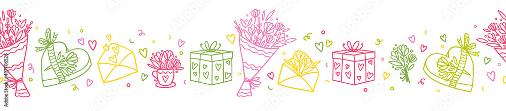 Lovely hand drawn Mother's day seamless pattern, cute hand drawn background, great for textiles, banners, wallpapers, wrapping - vector design