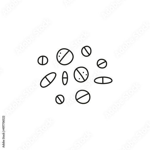 Doodle outline medial pills and tablets.