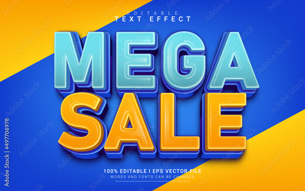 mega sale 3d style text effect