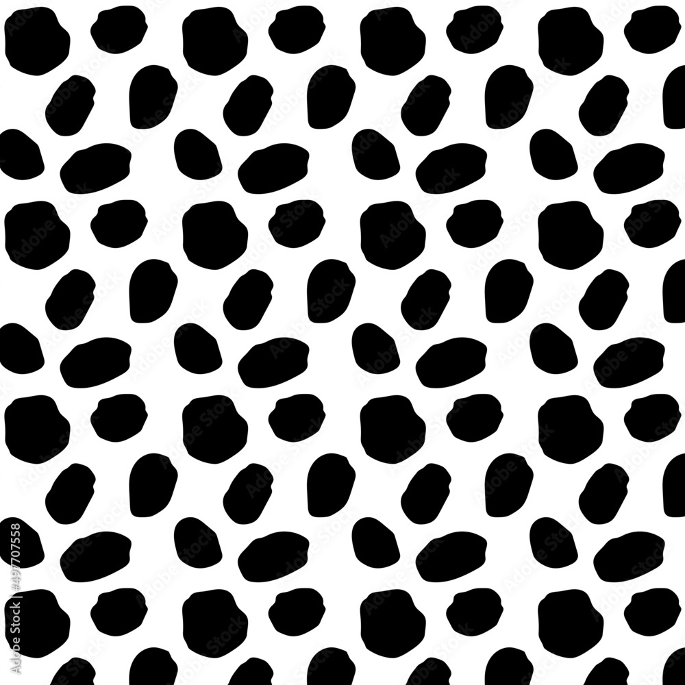 Dalmatian black dot skin seamless vector pattern on white background. Dalmatian black dot skin seamless vector pattern on white background.