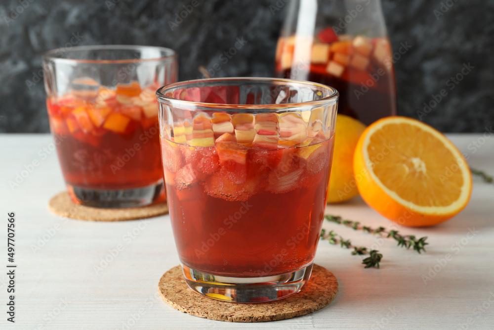 Concept of drink with Sangria, close up Concept of drink with Sangria, close up