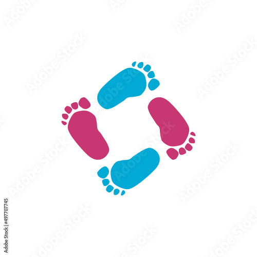 Cute Baby foot print icon isolated on white background