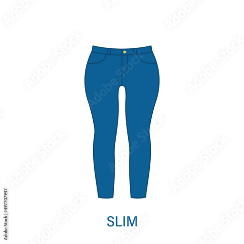 Slim Pants Type of Woman Trousers Silhouette Icon. Modern Women Garment Style. Fashion Casual Apparel. Beautiful Type of Female Jeans Trousers. Slacks, Loose Pants. Isolated Vector Illustration