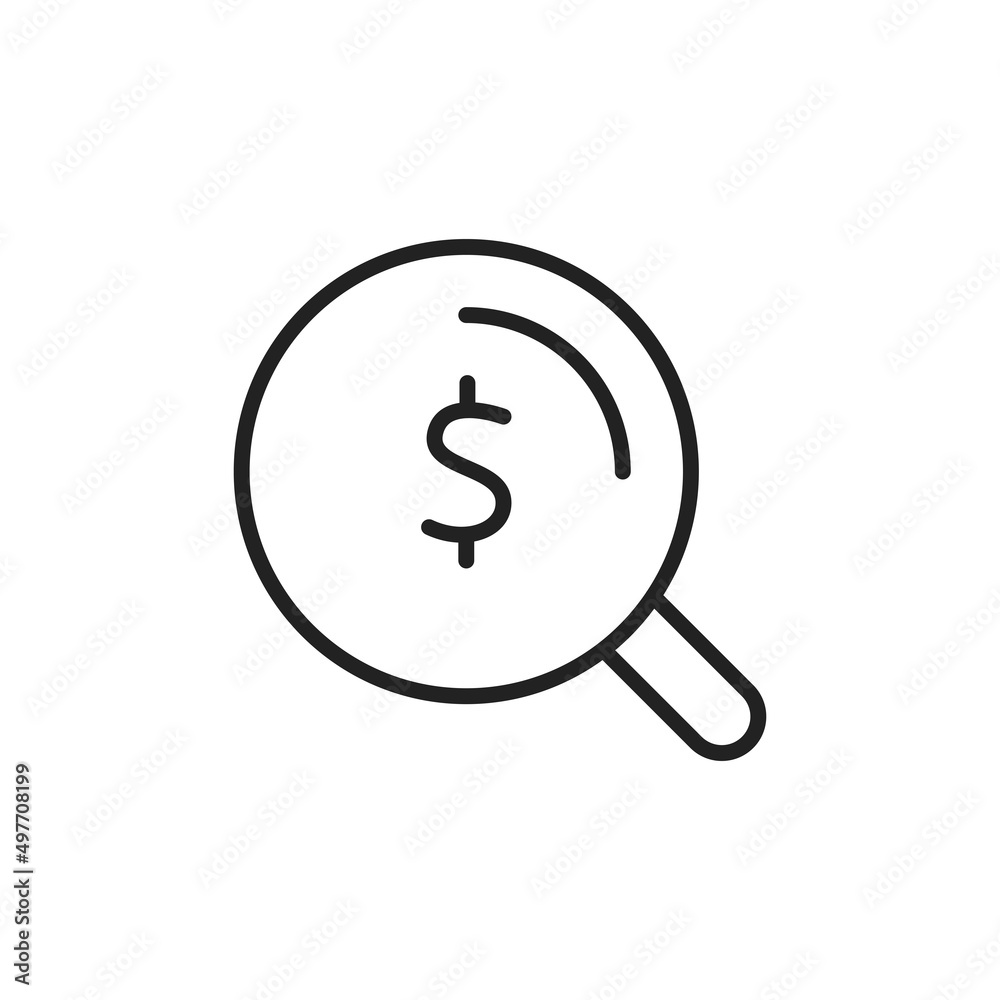 Search for investments thin line icon. Linear symbol. Vector illustration. Search for investments thin line icon. Linear symbol. Vector illustration.