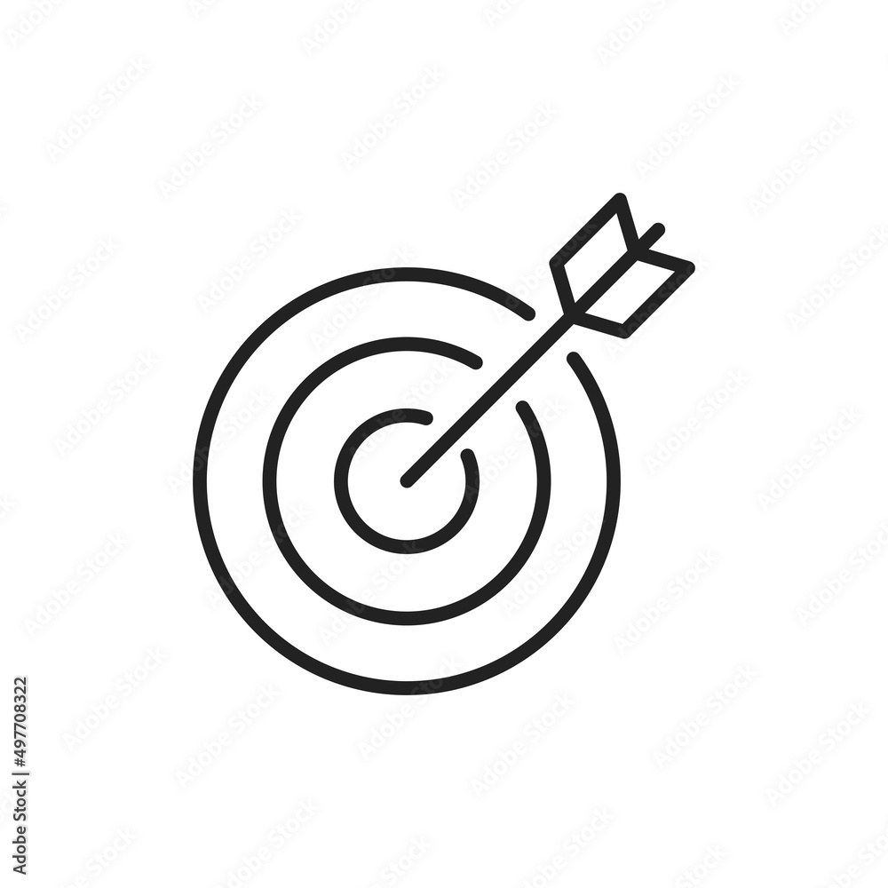 Target and arrow thin line icon. Linear symbol. Vector illustration. Target and arrow thin line icon. Linear symbol. Vector illustration.