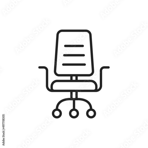 Office chair thin line icon. Linear symbol. Vector illustration.
