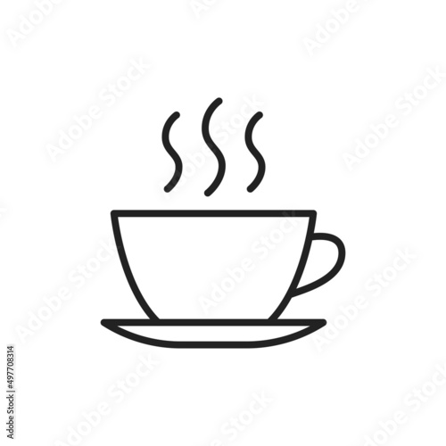 A cup of coffee thin line icon. Linear symbol. Vector illustration.