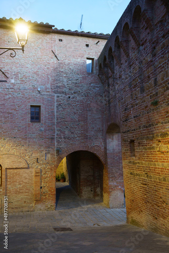 Buonconvento  medieval city in Siena province  by night