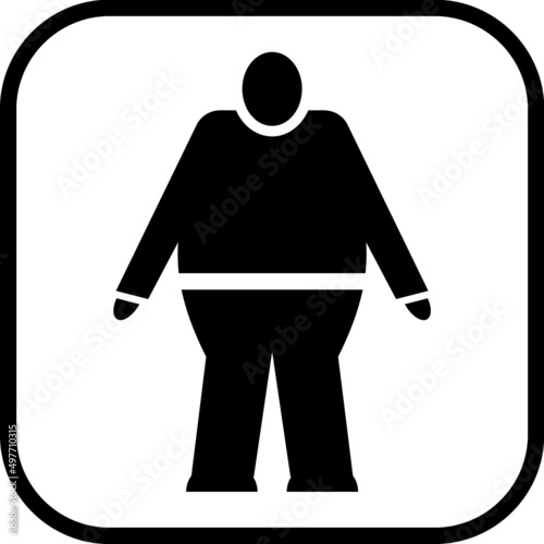 Fat man figure silhouette. Obese person vector icon