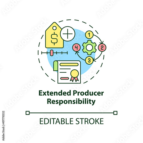 Extended producer responsibility concept icon. Area of industrial ecology abstract idea thin line illustration. Isolated outline drawing. Editable stroke. Arial, Myriad Pro-Bold fonts used