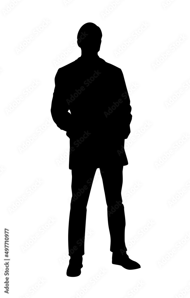 Silhouette of Modern Man in Autumn Coat. People and lifestyle concept