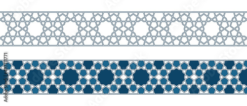 Set of borders of Islamic pattern for Ramadan greetings cards and templates. Vector illustration.