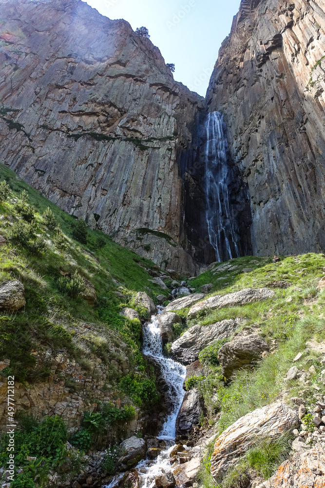 Obraz premium Abai-Su waterfall. North Caucasus, Kabardino-Balkaria June 2021.