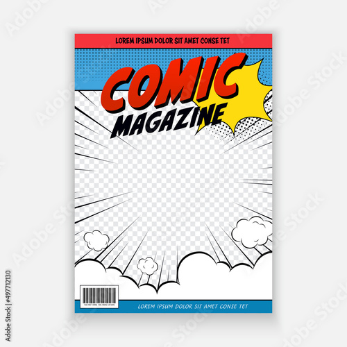 Vector comic book cover template flyer, poster design.
