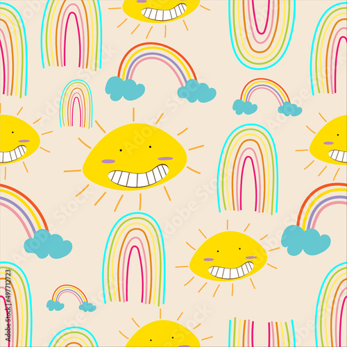 seamless background ,pattern,rainbow,summer,sun