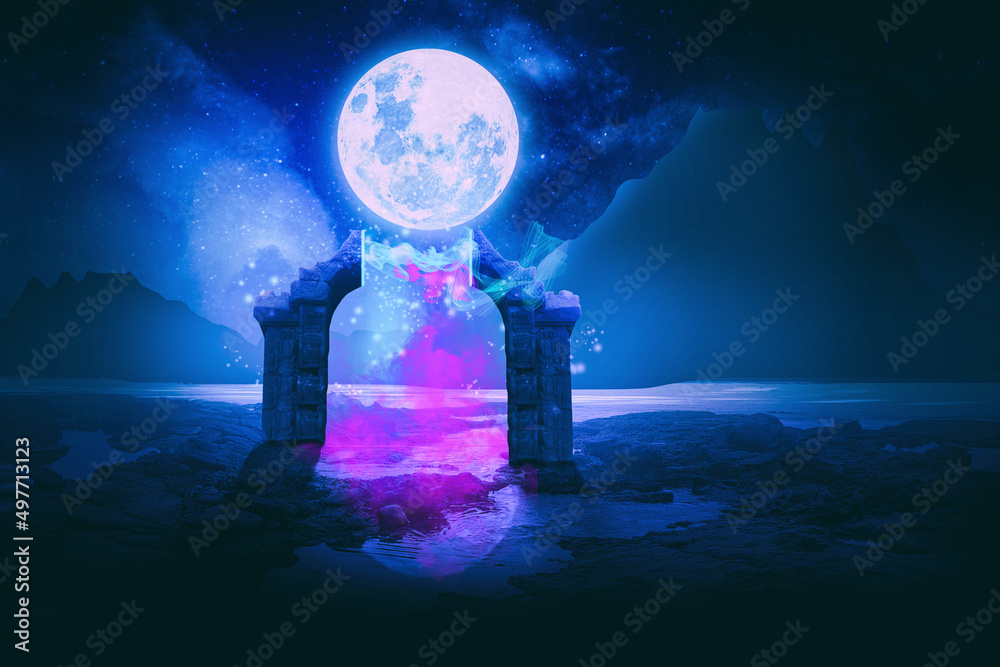 Fototapeta premium Texture dark soil field with mist or fog