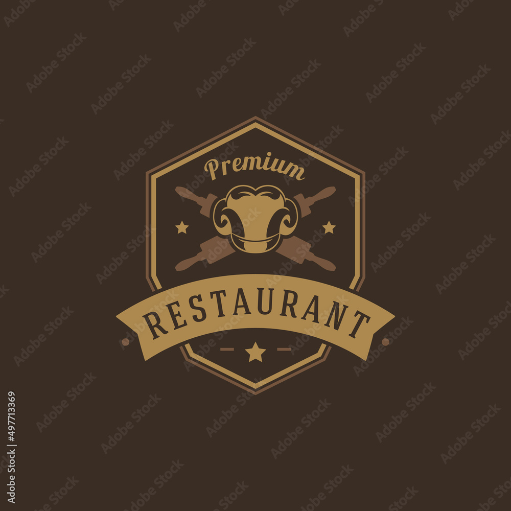 Fototapeta premium Bakery shop logo template. Vector object and icons for pastry food label or badge, bakery food logotype design, emblems graphics.