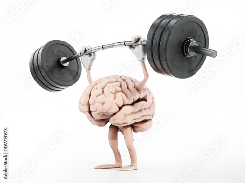 Obraz na plátně Brain lifting barbell weights