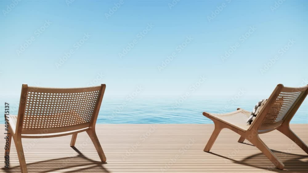 Beach Terrace Modern Luxury Villa Hotel with Sea and Sky view, video ultra HD 4K 3840x2160, 3d animation pan left Beach Terrace Modern Luxury Villa Hotel with Sea and Sky view, video ultra HD 4K 3840x2160, 3d animation pan left
