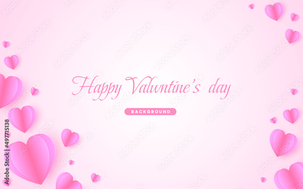Happy Valentine's day background and poster. Vector symbols of love in shape of heart for greeting card design. Papercut style. illustration vector 10 eps.