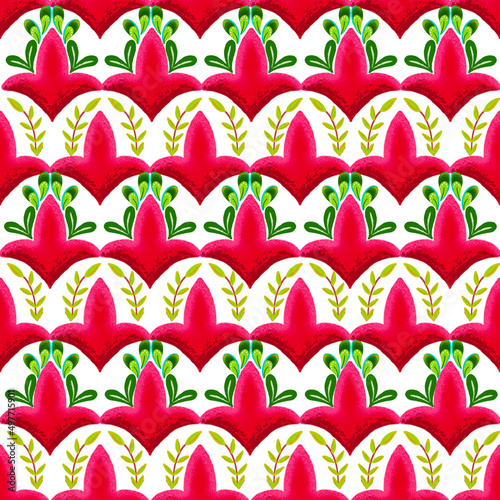 Ethnic Botanical Motifs Decorative Seamless Pattern photo
