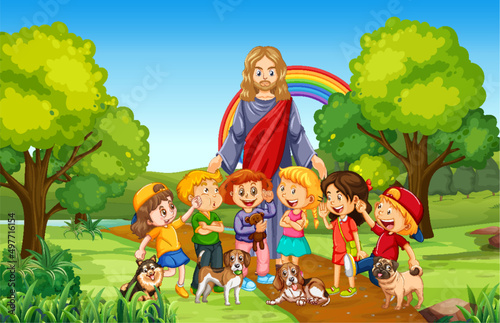 Jesus and children at the park