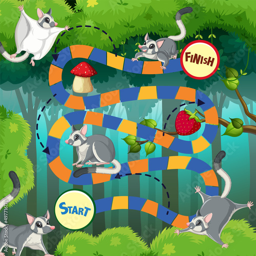 Game template design with sugar glider in background