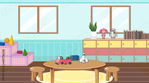 Room with wooden table and chairs