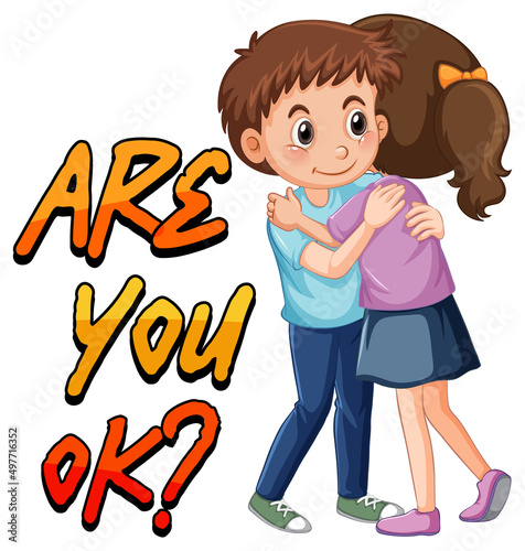 Boy and girl hugging