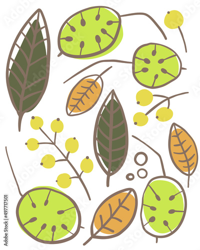 Abstract vector floral design set. hand drawn illustration. Sketch ready for contemporary scandinavian flat design- poster, invitation, post card, t-shirt design.