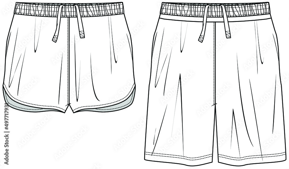 women elastic waist shorts pants vector illustration. women elastic waist shorts pants vector illustration.